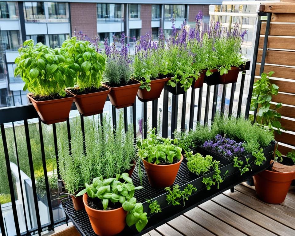 Balkon groente kruidentuin