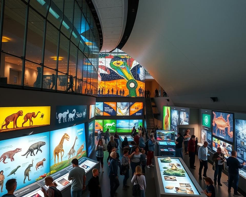 Belangrijke tentoonstellingen en interactie in Musée des Confluences