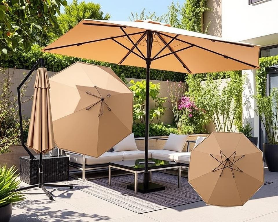 Ruimtebesparend design opklapbare parasols