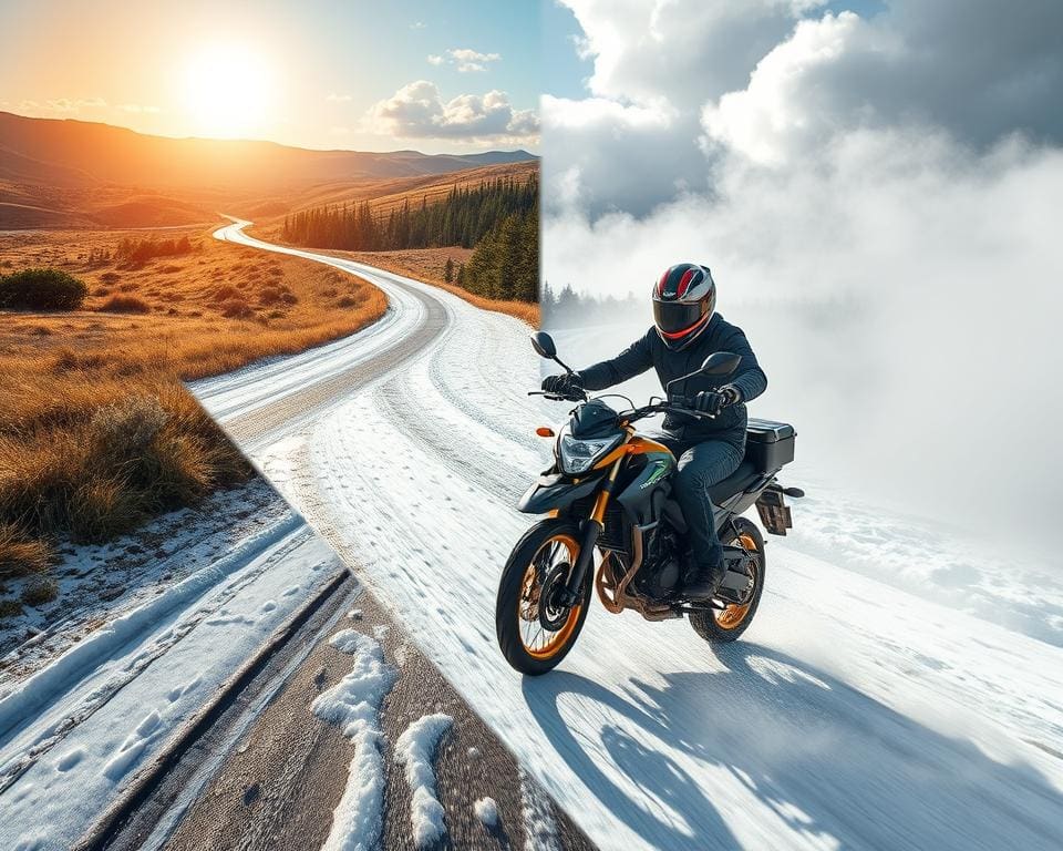 motorrijden in verschillende weersomstandigheden