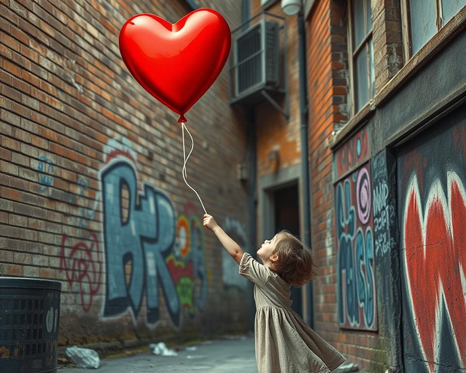 Banksy - Girl with Balloon in urban street art