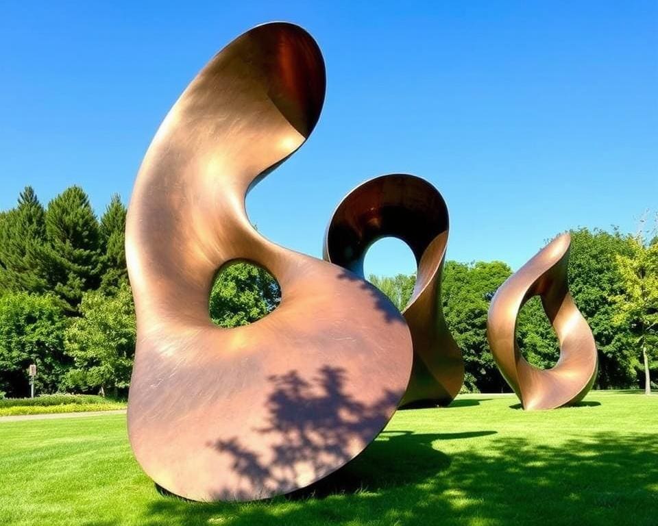 abstracte bronzen sculpturen van Henry Moore