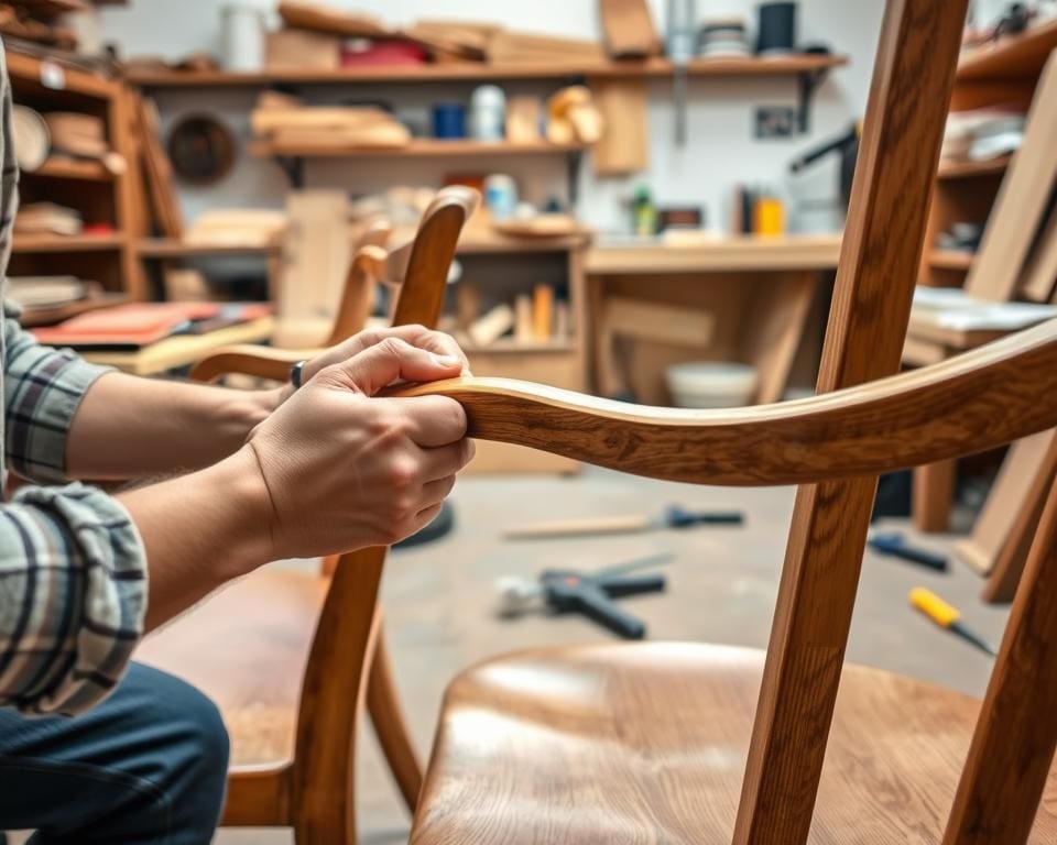 slijtage en verstevigen van eetkamerstoelen met armleuningen