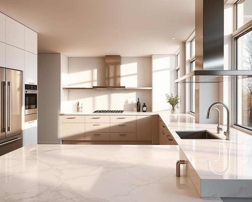 Hoe gebruik je klassiek marmer in een moderne keuken?