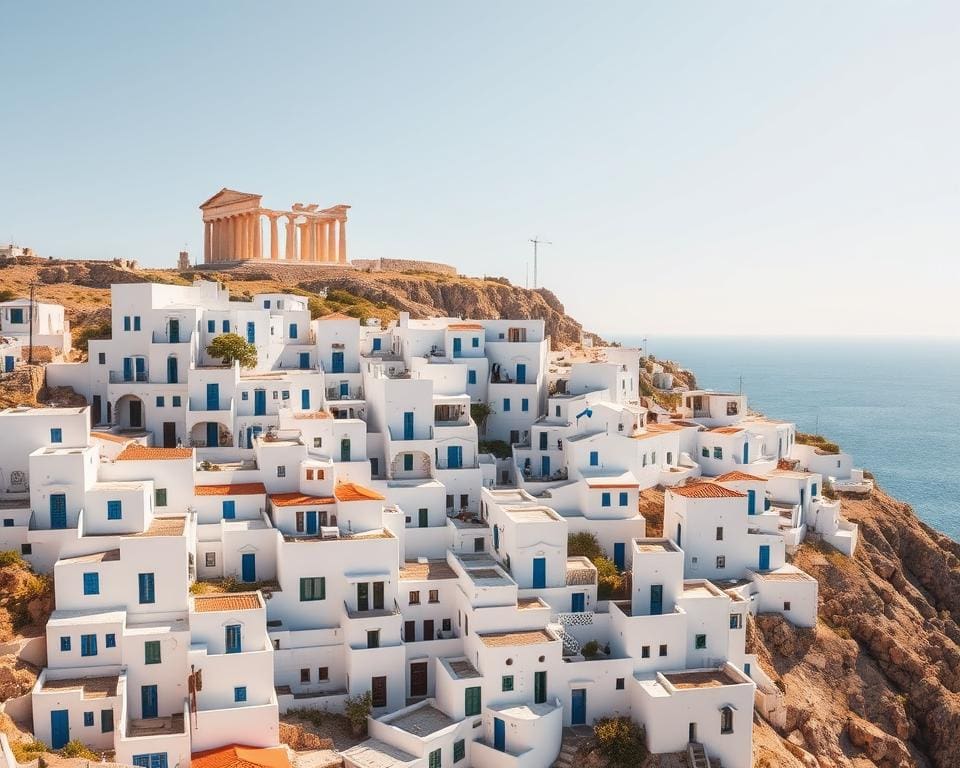 Lindos – Witte huizen en een tempel boven zee 🇬🇷
