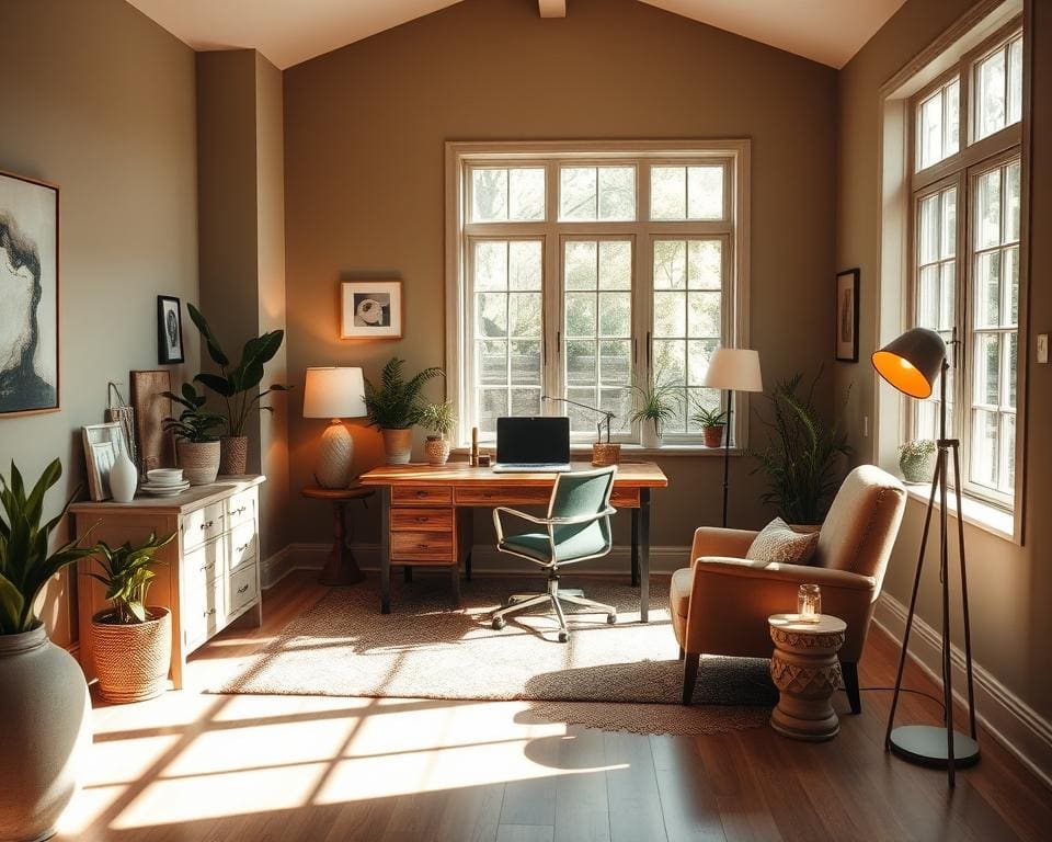 Rustgevende decoratie kleuren in de werkkamer