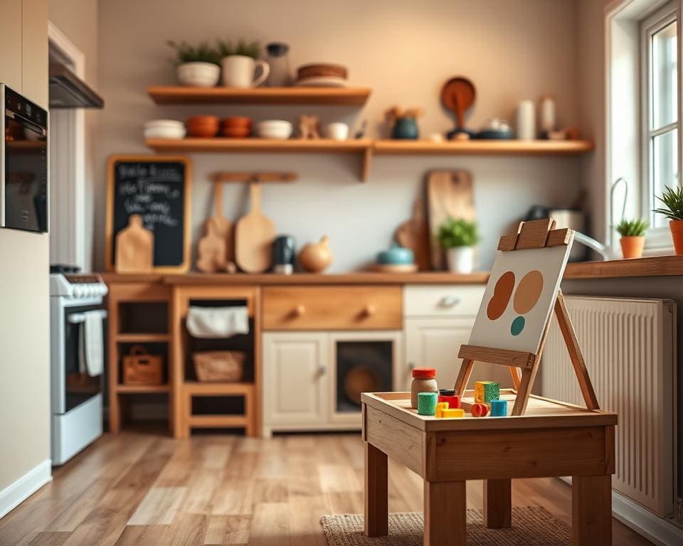 Wat zijn leuke ideeën voor een speelhoek in de keuken?