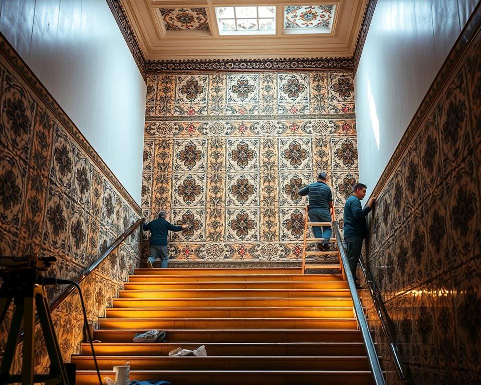 traprenovatie met behoud van tegeltableaus