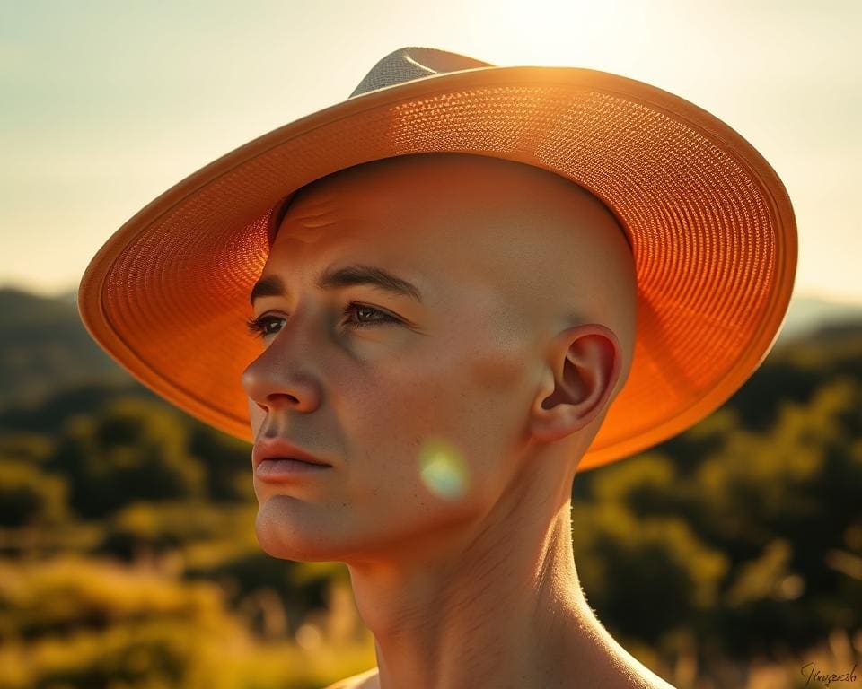 bescherming tegen zon voor kaal hoofd