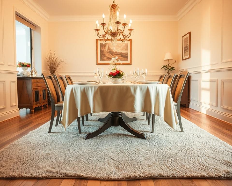 Waarom werkt een kleed onder de eettafel goed?