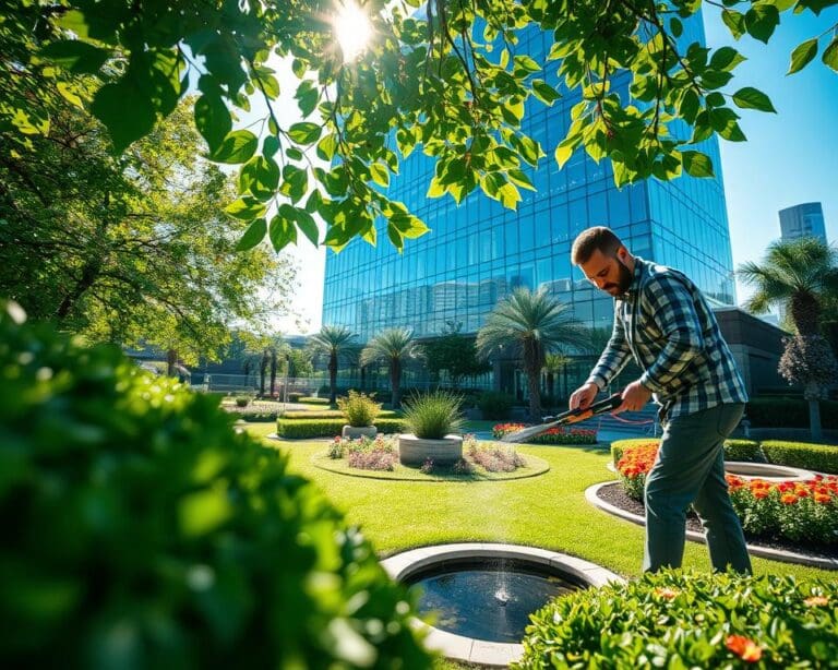 Wat doet een hovenier voor onderhoud van bedrijfstuinen?