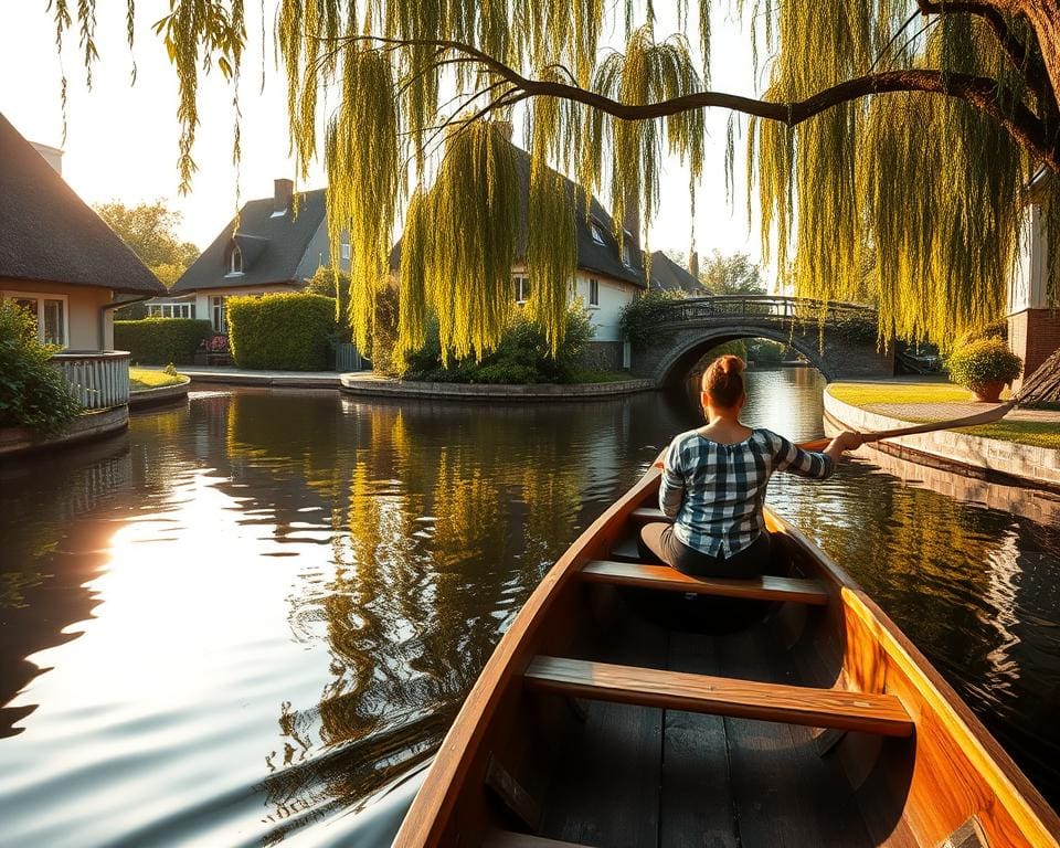 Wat zie je vanaf het water in Giethoorn?